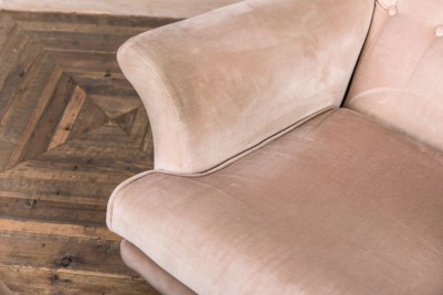 retro wingback easy chair baby pink with footstool
